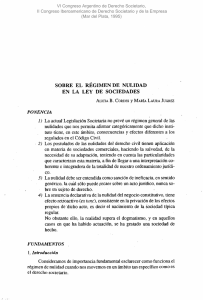 sobre el régimen de nulidad en la ley de sociedades