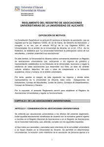 Reglamento de Asociaciones Universitarias y del Registro de