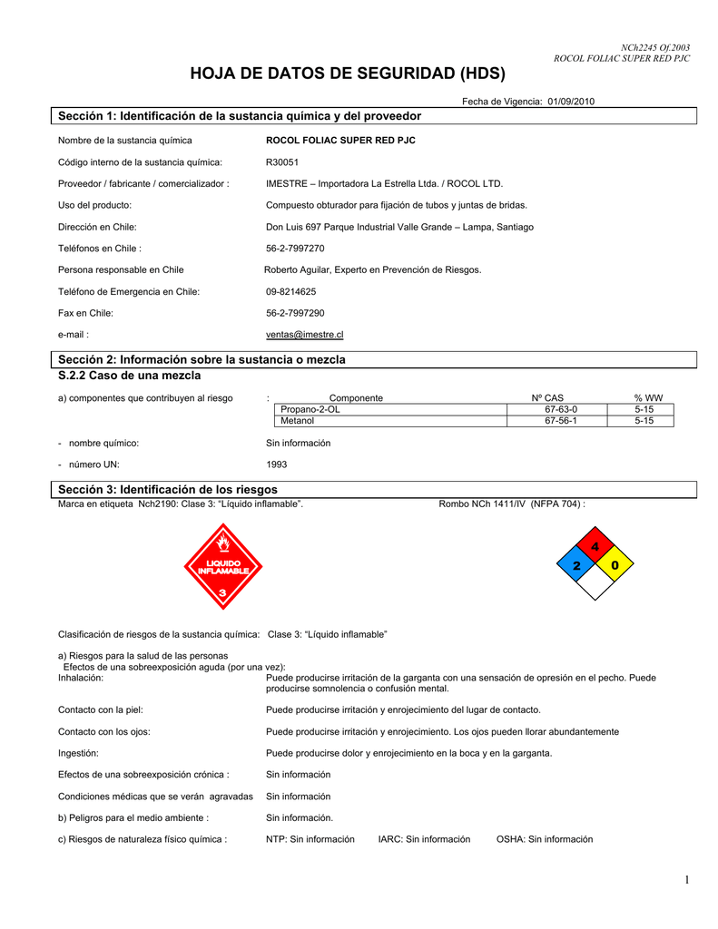 Hojas De Seguridad Hds 4215