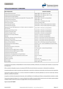 Aranceles y Comisiones - Transacciones Agente de Valores SA