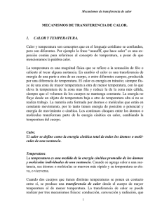 MECANISMOS DE TRANSFERENCIA DE CALOR. 1. CALOR Y