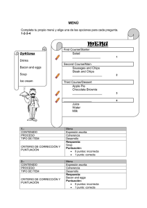 Completa tu propio menú y elige una de las opciones para cada