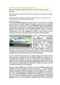 Binter Canarias sobrevive con un solo avión y seis - UGT