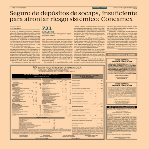 Seguro de depósitos de socaps, insuficiente para afrontar riesgo