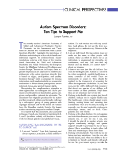 Autism Spectrum Disorders: Ten Tips to Support Me