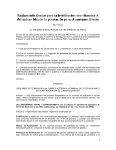 Reglamento técnico para la fortificación con vitamina A del azúcar