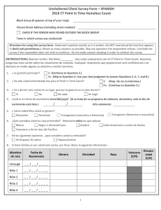 Unsheltered Client Survey Form – SPANISH 2016 CT Point in Time