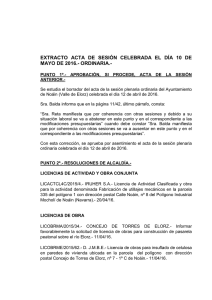 EXTRACTO ACTA DE SESIÓN CELEBRADA EL DÍA 10 DE MAYO