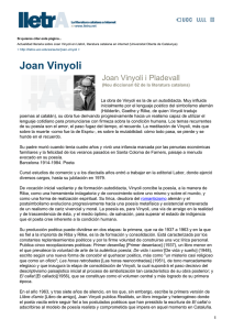 Joan Vinyoli en lletrA, la literatura catalana en internet