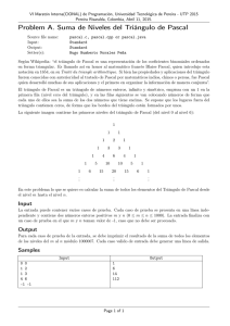 Problem A. Suma de Niveles del Triángulo de Pascal