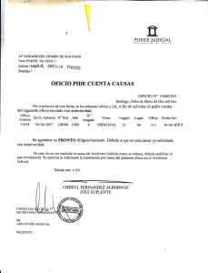 OFICIO PIDE CUENTA CAUSAS - Archivo Judicial de Santiago