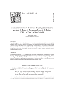 Ecos del Epistularium de Braulio de Zaragoza en la carta prefacio