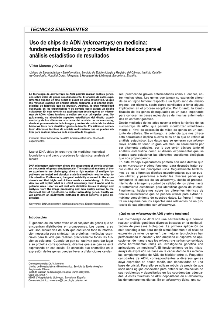 Uso de chips de ADN (microarrays) en medicina: fundamentos