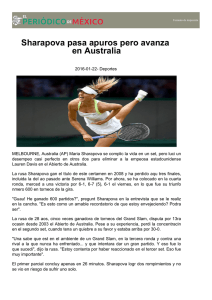 Sharapova pasa apuros pero avanza en Australia