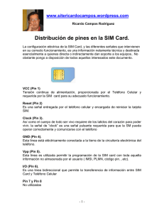 Distribución de pines en la SIM Card.