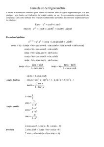 Formulaire de trigonométrie ( )
