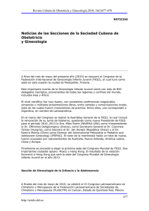 Noticias de las Secciones de la Sociedad Cubana de Obstetricia y