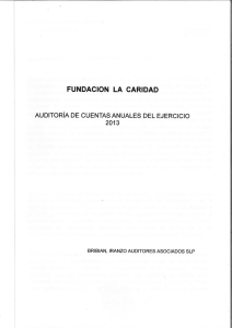 Cuentas Anuales 2013 - Fundación La Caridad