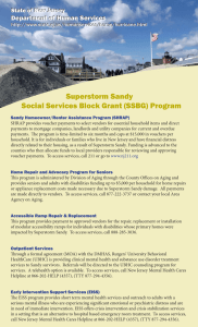 Superstorm Sandy Social Services Block Grant (SSBG