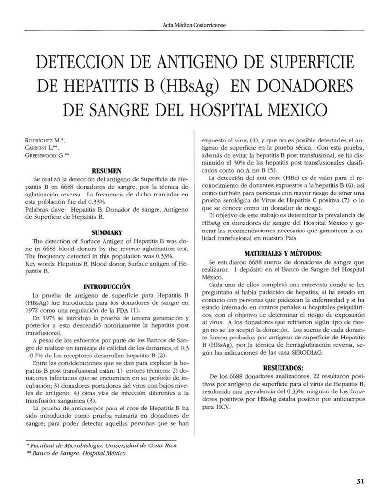 Anticuerpos hepatitis que superficie b positivo de significa antigeno