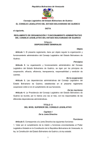 República Bolivariana de Venezuela Consejo Legislativo del