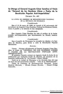 Decreto 403 - Se Otorga al General Augusto César Sandino el Título
