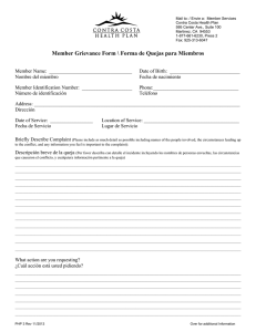 Member Grievance Form \ Forma de Quejas para Miembros