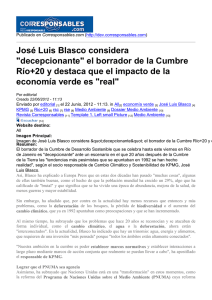 José Luis Blasco considera "decepcionante" el borrador de la