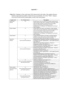 Appendix 2 Table 1: Summary of the social actors (SA) interviewed