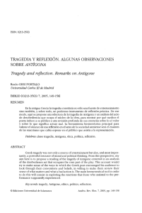 Tragedia y reflexión. Algunas observaciones sobre Antígona