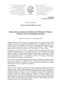 Renovación parcial de los miembros del Tribunal de