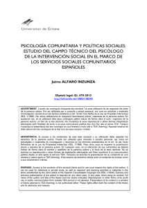 Psicología comunitaria y políticas sociales: estudio del campo