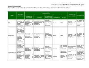 Unidad Presupuestal: 19 Unidades Administrativas de Apoyo