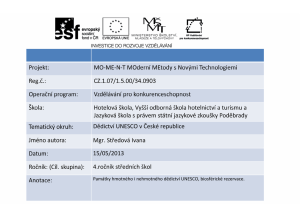 Dědictví UNESCO v České republice Mgr. Středová Ivana 15/05