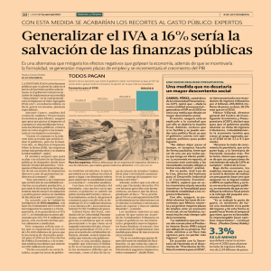 Generalizar el IVA a 16% sería la salvación de las finanzas públicas