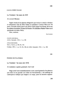 180 La Trinidad, 5 de enero de 1819 Al coronel Moreno Según