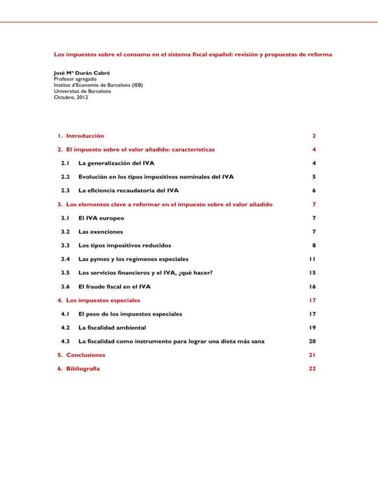Los Impuestos Sobre El Consumo En El Sistema Fiscal Español