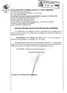 Comunicando concurso acreedores transportes de áridos de Rute