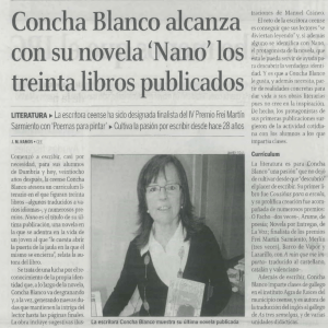 Concha Blanco alcanza con su novela `Nano` los treinta
