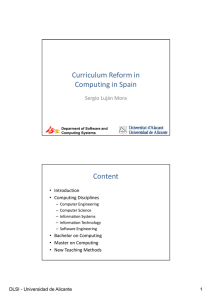 Curriculum Reform in Computing in Spain - RUA