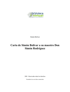 Carta de Simón Bolívar a su maestro Don Simón Rodríguez