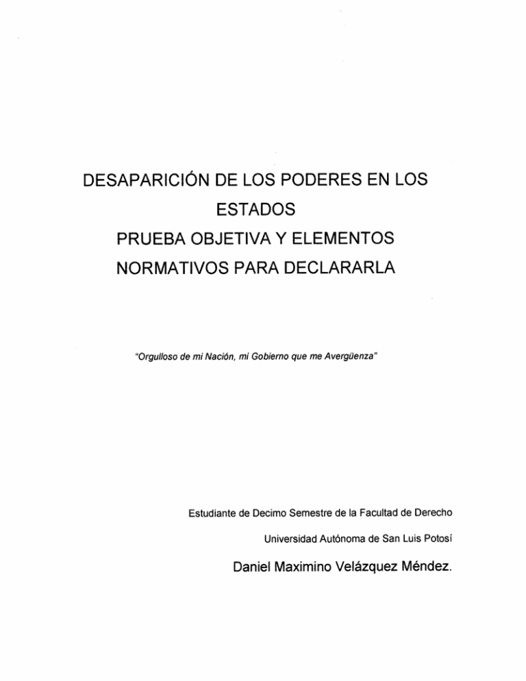 Desaparici n De Los Poderes En Los Estados Prueba Objetiva Y
