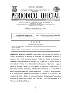 HUMBERTO MOREIRA VALDÉS, Gobernador Constitucional del
