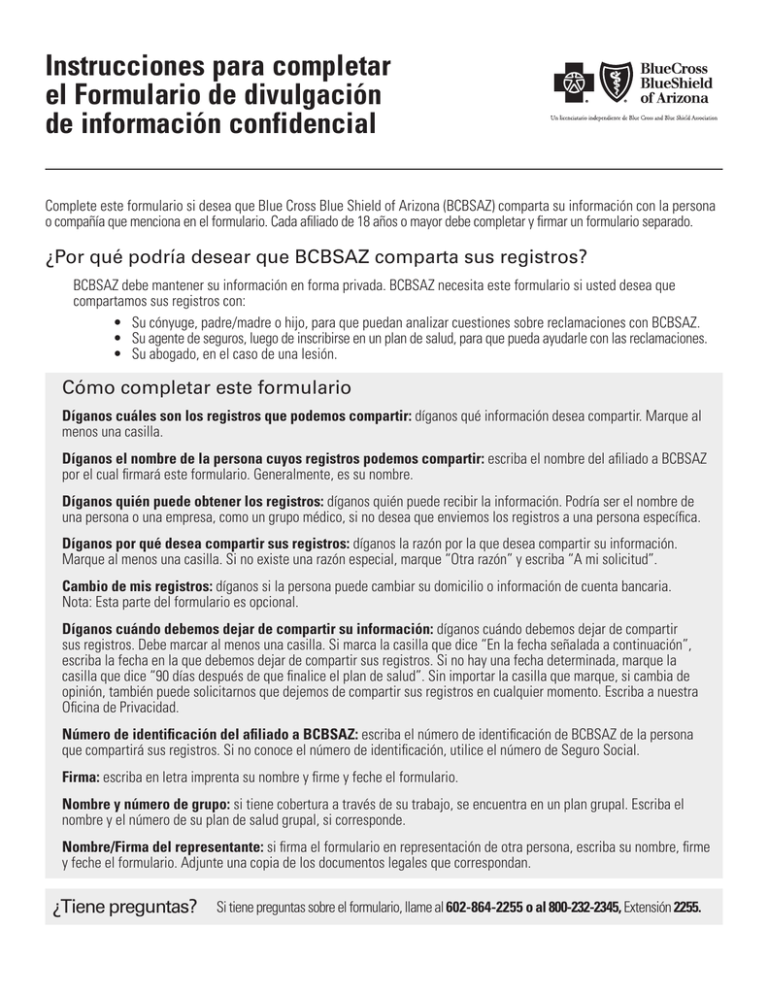 Formulario De Divulgación De Información Confidencial