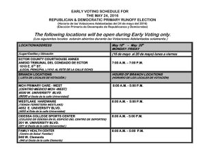 The following locations will be open during Early Voting only.