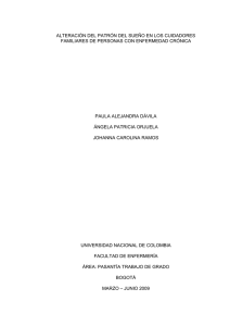 alteración del patrón del sueño en los cuidadores familiares de