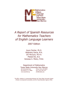 A Report of Spanish Resources for Mathematics Teachers of English