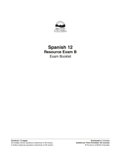 Spanish 12 Resource Exam B Exam Booklet