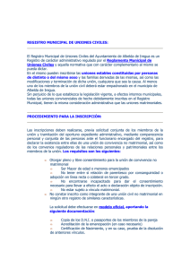 Información Registro Municipal de Uniones Civiles.