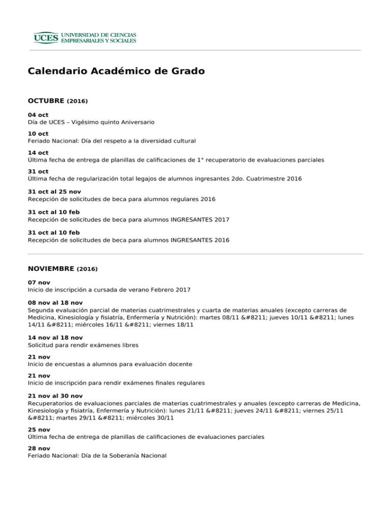 Descargar Calendario Académico